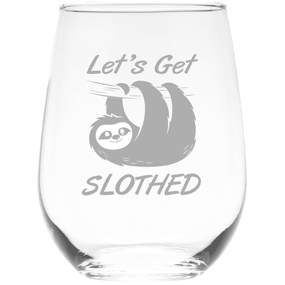 C&M Personal Gifts Lets Get Slothed Stemless Wine Glass -Funny Sloth Themed Gift  17 oz.