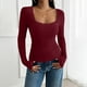 thumbnail image 4 of Sudaderas de otoño,Blusa de mujer, manga larga, cuello redondo, encaje, informal, color liso, tela de imitación, para uso diario y en casa, sopatenor, 4 of 8