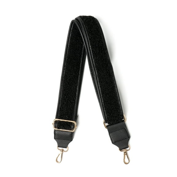 Kedzie Fireside Interchangeable Bag Strap in Vegan Faux Shearling, Black
