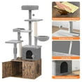 thumbnail image 4 of Cat Tree with Litter Box Enclosure, 2-in-1 Modern Cat Tower with Scratching Posts, Multiple Platform and Large Condo, Multilevel Indoor Kitten House, Rustic Brown, 4 of 7