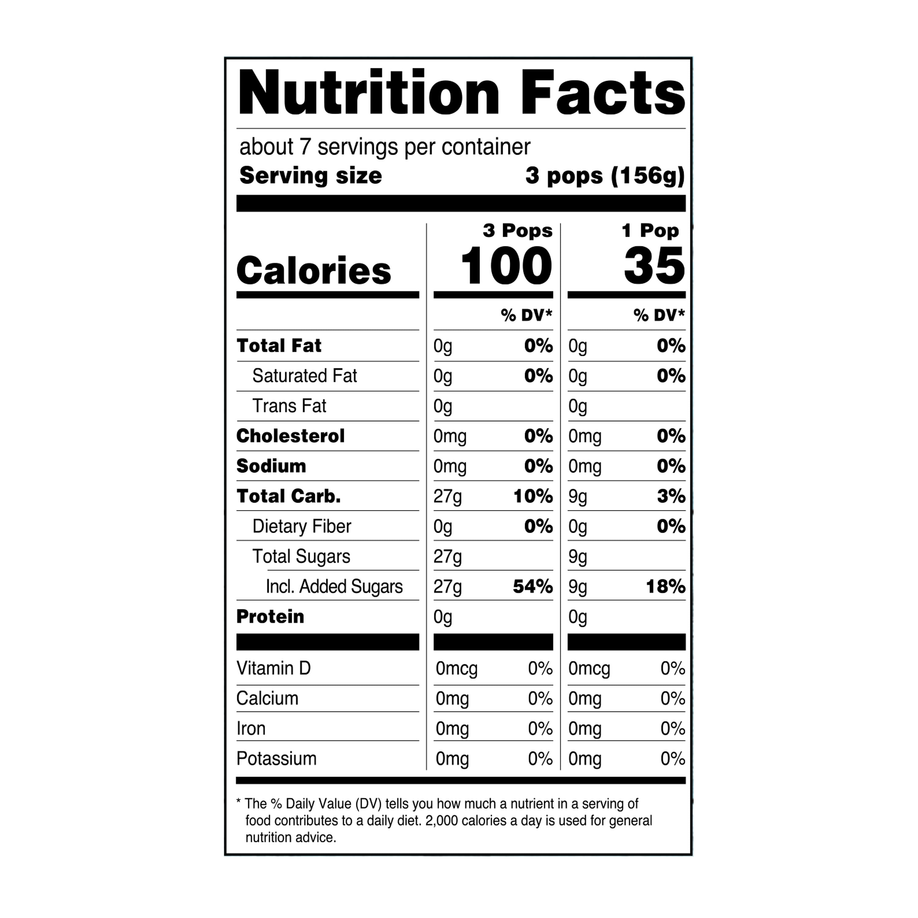 Great Value Junior Ice Pops Variety Pack, 1.65 fl oz, 20 Pack (Frozen)