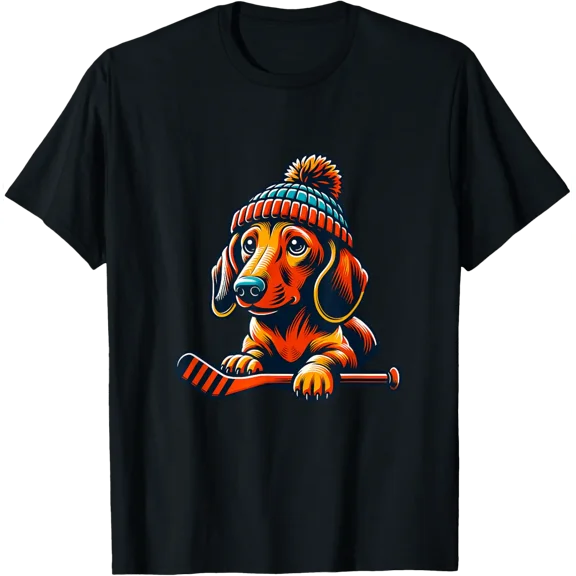 Dachshund Hockey Puppy Winter Sports T-Shirt All Size S-5Xl