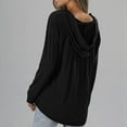 thumbnail image 4 of Lightweight Hoodies for Women Trendy Drawstring Buttons Hooded Pullover Sweatshirts Loose Casual Fall Tops (3XL, Black), 4 of 7
