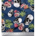 thumbnail image 1 of Soimoi Moss Georgette Fabric Monstera Leaves,Floral & Horror Skull Halloween Print Fabric by The Yard 42 Inch Wide, 1 of 1