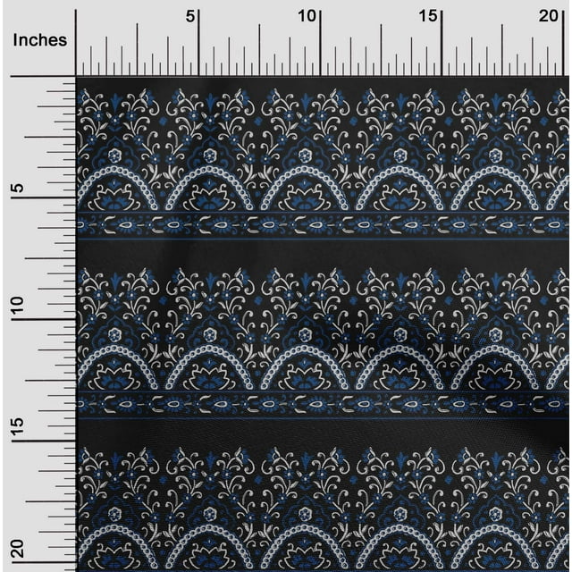 oneOone Viscose Chiffon Fabric Leaves & Floral Block Print Fabric BTY 42 Inch Wide