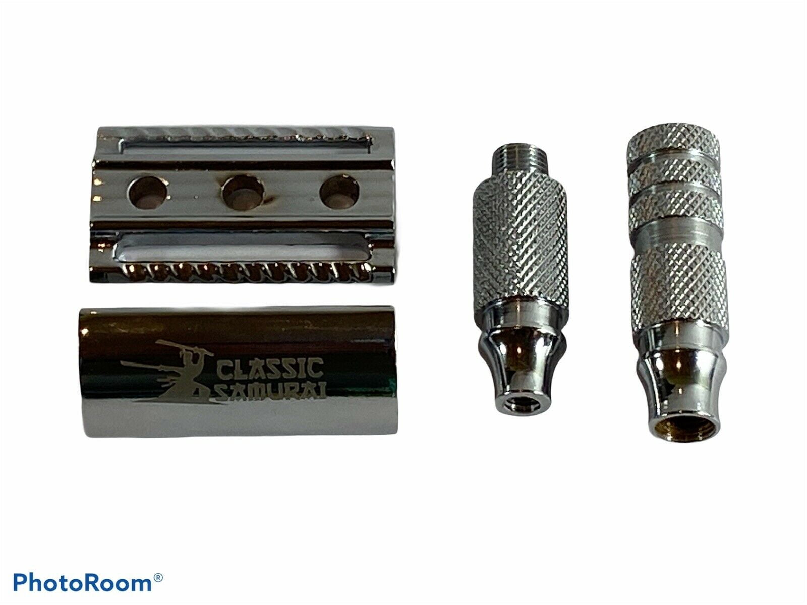 Classic Samurai Travel Double Edge Safety Razor Chrome Plated with Genuine Leather Case and 5 Blades Pack