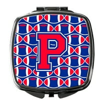 Letter P Football Harvard Crimson and Yale Blue Compact Mirror CJ1076-PSCM