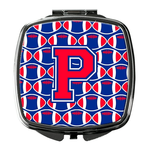 Letter P Football Harvard Crimson and Yale Blue Compact Mirror CJ1076-PSCM