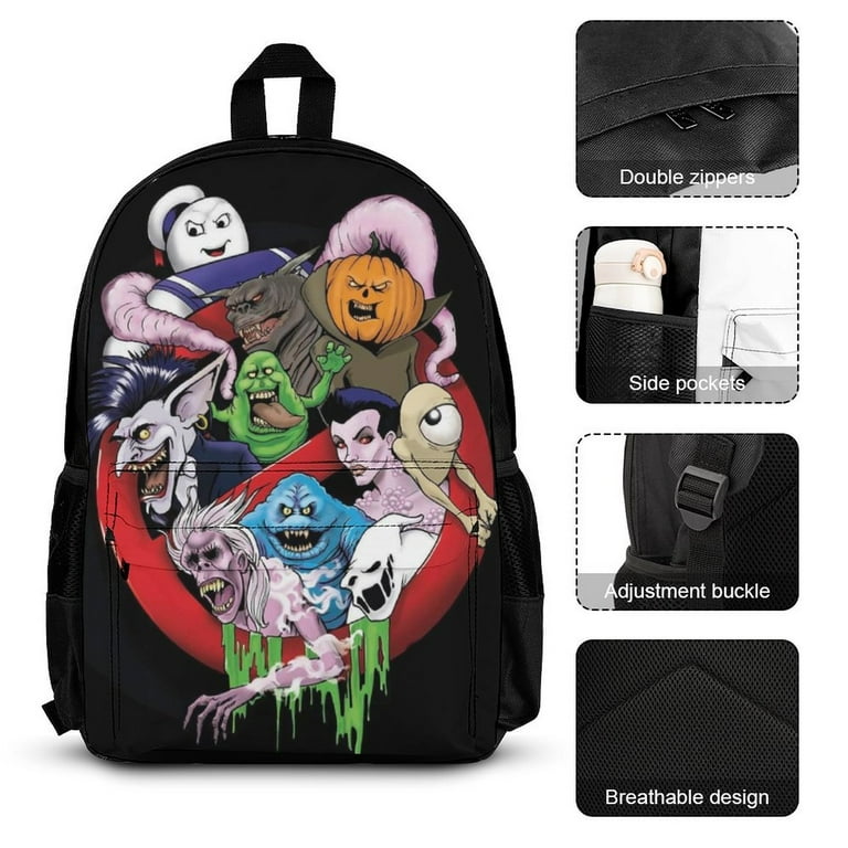 Animation Ghostbusters Backpack With Lunch Bag Pencil Case Lunch Box Pen Bag Satchel Daypack Laptop School Bag 3 Pieces Set For Kids Teen Adult