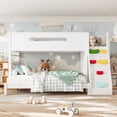 thumbnail image 3 of Harper & Bright Designs Twin XL over Full Bunk Bed with Storage and Wardrobe, Solid Wood Bunk Bed Frame with Rock Climbing Slide, Solid Wood Bed Frame with Guardrails for Boys Girls, White, 3 of 14