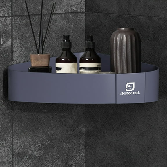 Corner Bathroom Counter Organizer | 1-Tier Plastic Vanity Shelf for Sink Storage | White or Blue | Space-Saving Corner Shelf for Toiletries & Cosmetics