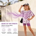 thumbnail image 3 of Girl Tie-dye Outfits 2 Piece Sets Heart Printed Shirts and Biker Shorts | Girls Summer Tie-dye Outfits 2 Piece Sets Heart Printed Short Sleeve Crewneck Shirts and Biker Shorts Set Kids Clothes, 3 of 5