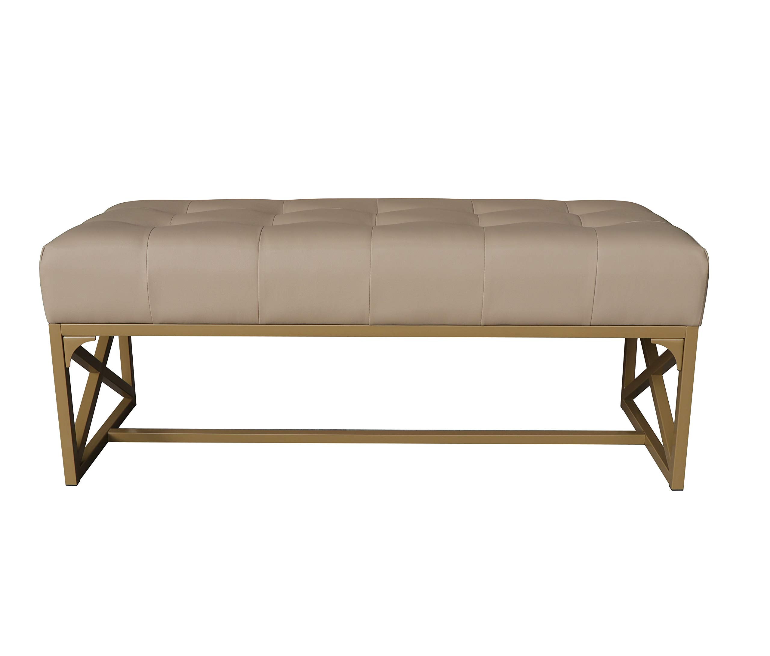 eHemco Modern Faux Leather Bench, 40.2 Inches, Gold