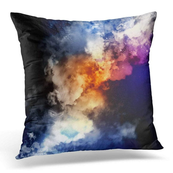EREHome Black Space Cosmic Clouds of Mist on Bright Colorful Blue Galaxy Pillow Case Pillow Cover 18x18 inch