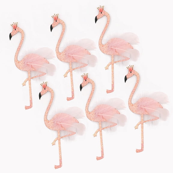 GOOHOCHY Set of 3 Flamingo Cake Toppers Paper Decorations for Birthday Parties, Anniversaries, and Special Celebrations