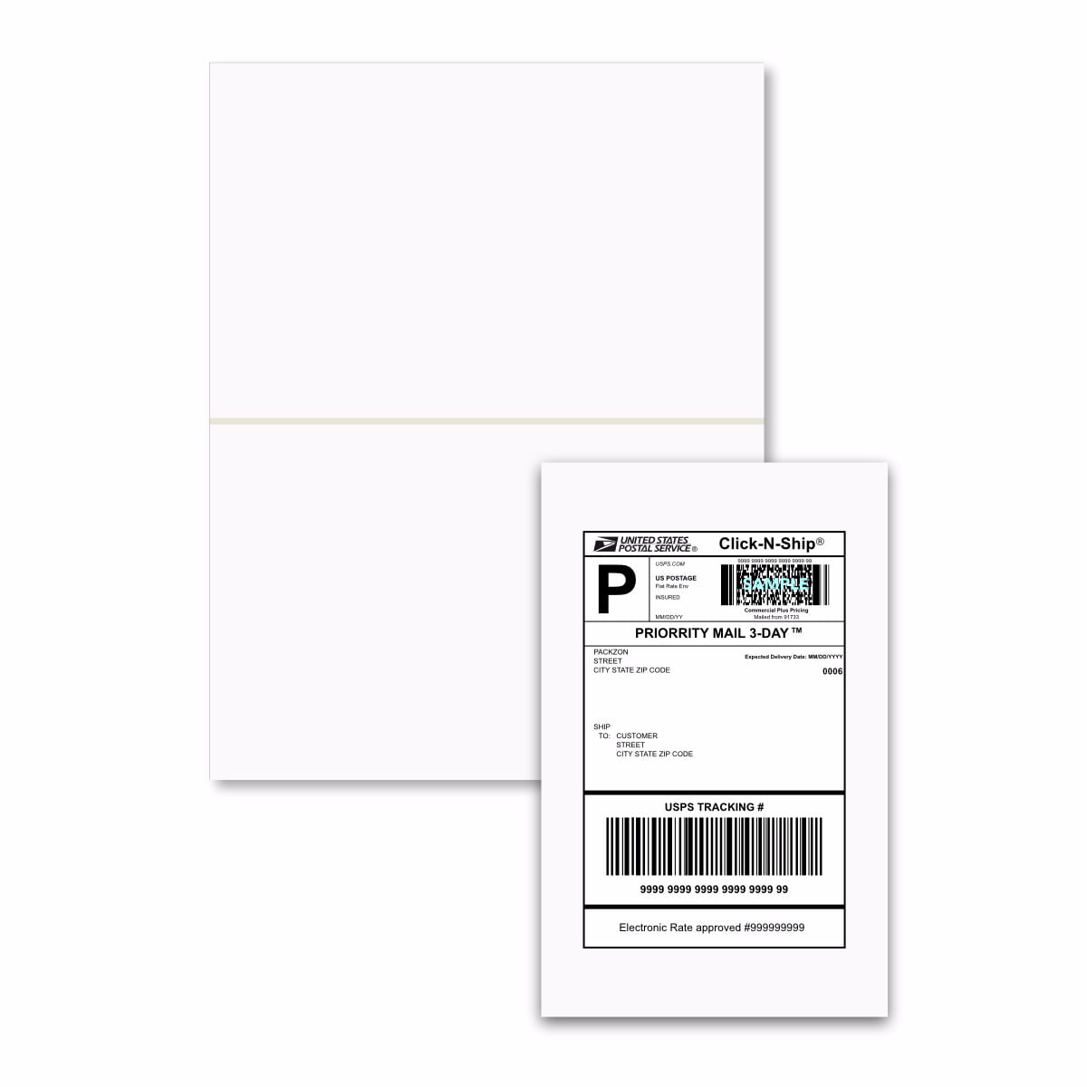 300 Shipping Labels 8.5x5.5 Square Corner Self Adhesive 2 Per Sheet PACKZON® 