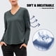 thumbnail image 5 of TFixol Camisas de entrenamiento para mujer sueltas de secado rápido con cuello en V elástico, 5 of 8