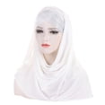 thumbnail image 3 of MSJUHEG Head Scarves for Chemo,Turbans,Hair Scarf,Chemo Headwear,Head Wraps,Cancer Head Hat Cap Hair Cover Wrap Turban Headwear Turban Cap for Scarf Hat White One Size, 3 of 4