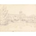 thumbnail image 2 of Henry Edridge 24x19 Black Ornate Framed Double Matted Museum Art Print Titled: St. Alban's Abbey (1801), 2 of 5