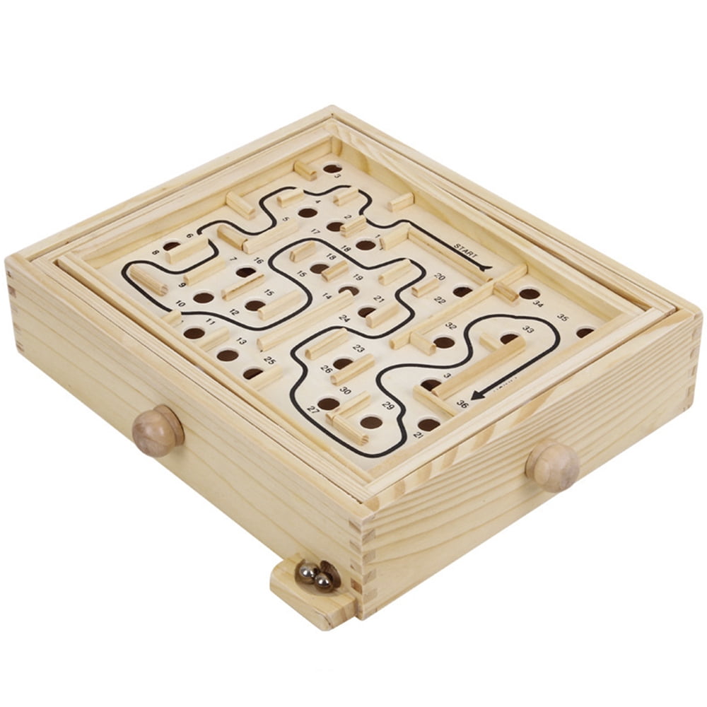 Mini Animal Shape Wooden Maze Puzzle Kid Toy Metal Balls Labyrinth Board Kid Toy 