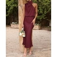 thumbnail image 3 of BTFBM Cocktail Dresses for Women Summer Satin Silk Sleeveless Mock Neck Maxi Wedding Guest Dress Spring Outfits, 3 of 9