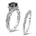 thumbnail image 4 of Silver 2.50 Ct Round Cut Black Diamond Bridal Wedding Ring Set 14k White Gold Plated, 4 of 4