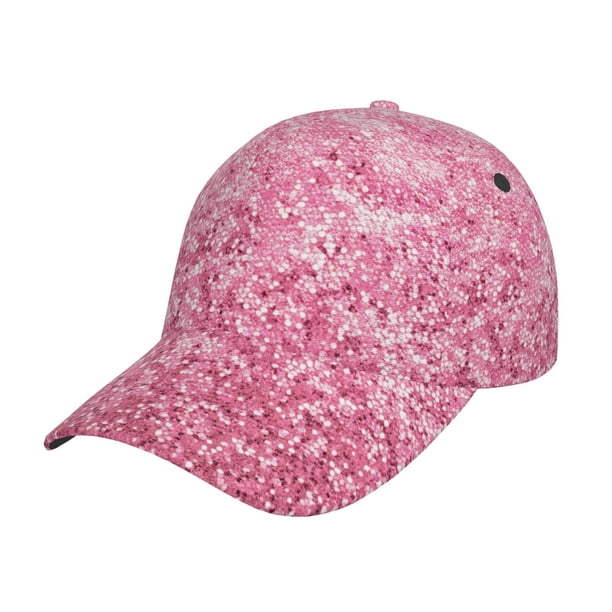 Fotbe Pink Glitter Gorro Clásico de Béisbol, Gorra Ajustable con Broche Snapback, Gorro de Exterior de Algodón Suave