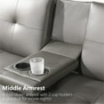 thumbnail image 6 of Aukfa Leather Futon Convertible Sofa Bed, Loveseat Couch for Home Office, 2 Cup Holders, Gray, 6 of 14
