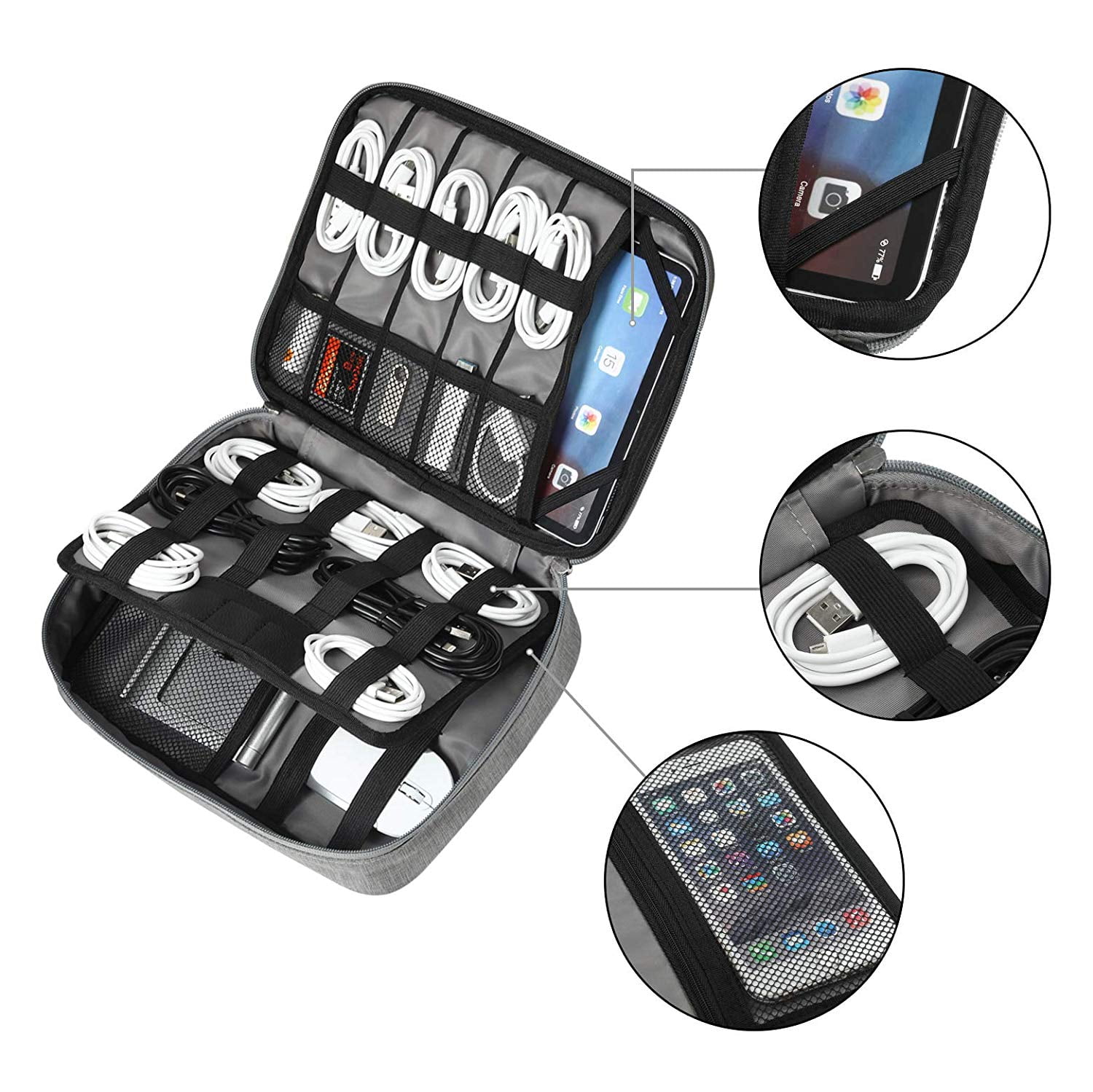 Double Layers Travel Cable Cord Organizer Electronics Accessories Case for Cords Double Layers Travel Cable Cord Organizer Electronics Accessories Case for Cords