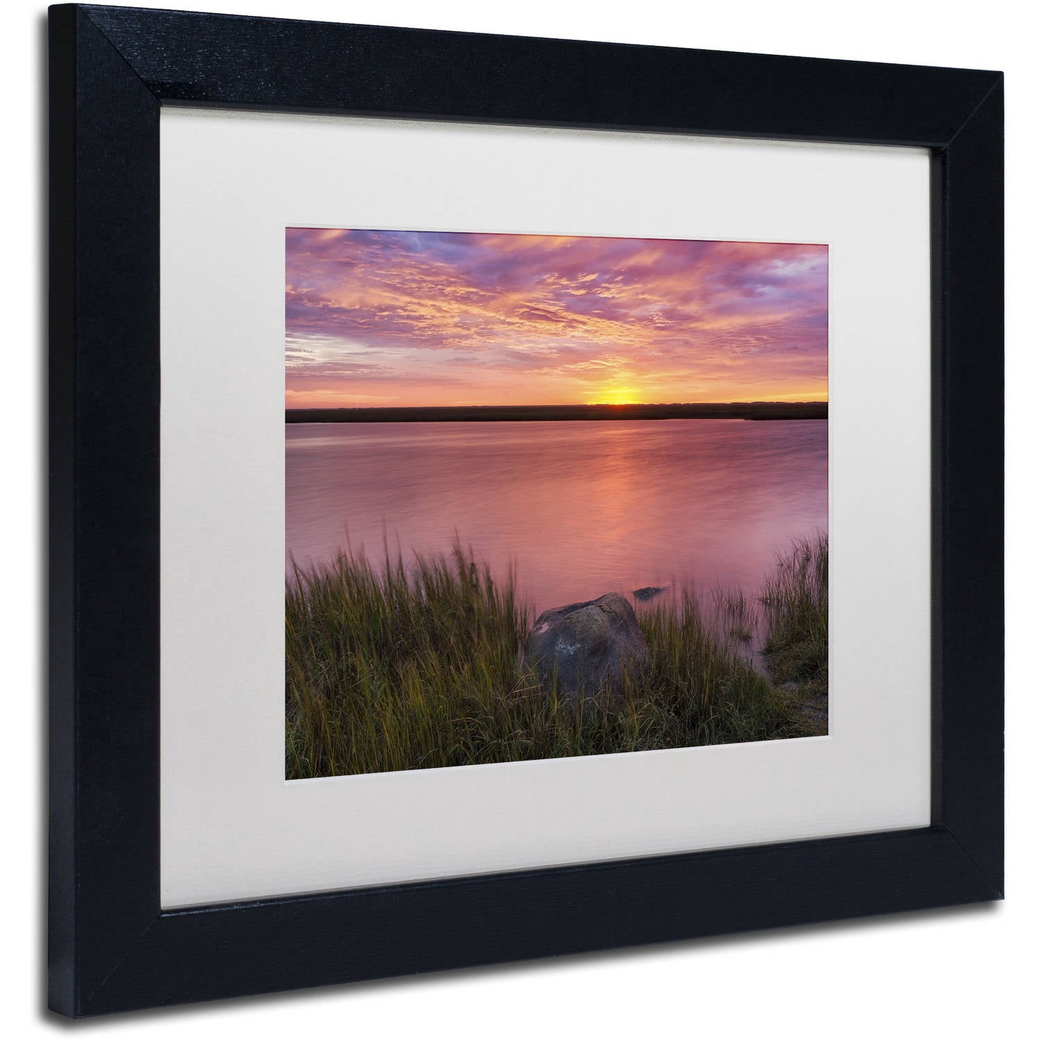 Trademark Fine Art "Windy Marsh" Canvas Art by Michael Blanchette Photography White Matte, Black Frame