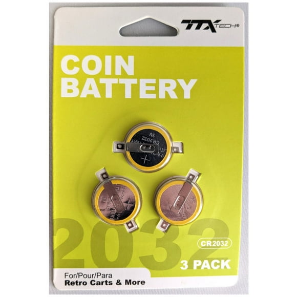 CR2032 With Tabs Batteries for NES/SNES/N64/Genesis (3 Pack)