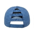 thumbnail image 5 of Toptie Women 3-Stripe Ponytail Baseball Cap Distressed Washed Messy High Bun Ponytail Hat-Blue, 5 of 7
