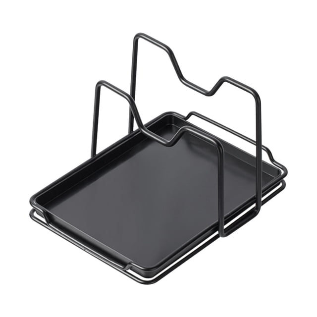 Countertop Kitchen Rack, Pot Lid Organizer and Cutting Board Holder, Metal Storage Rack for Kitchen Utensils, Spatula and Cookware, Compact Home Organization Shelf with Draining Tray for Countertop^