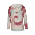 thumbnail image 4 of IROINNID Hoodie for Women Plus Size Tie-Dye Printed Fall Pullover Long Sleeve Casual Drawstring Hoodie,Burgundy, 4 of 5