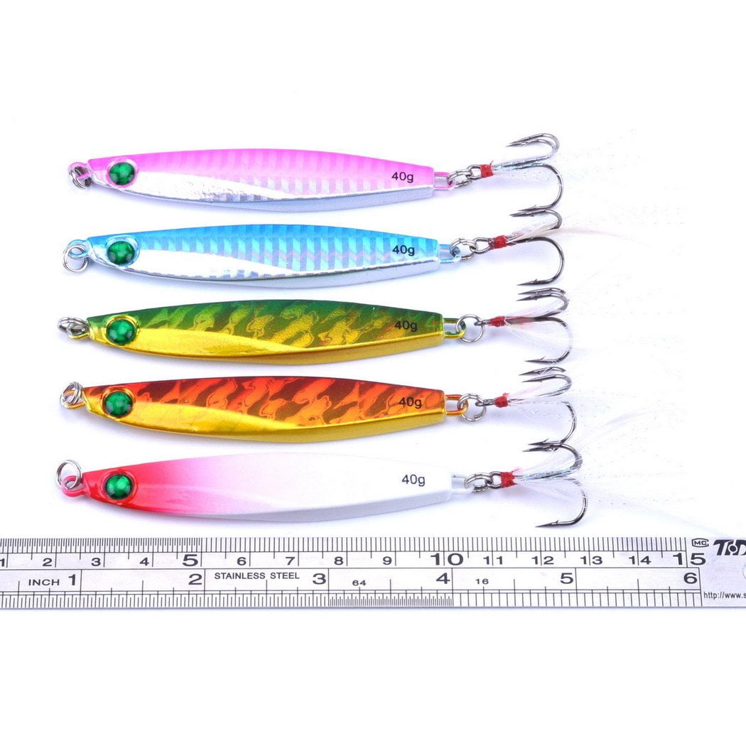 10pcs Hard Metal Jigs Diving Sea Fishing Lures Minnow Popper Baits Tackle Crankbait Saltwater Freshwater With Feather