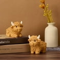 thumbnail image 6 of Scottish highland cow resin statue cuteartificial calf ornament scandinavian home desktop decoration gift, 6 of 10