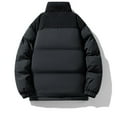 thumbnail image 2 of Men's Puffer Coat No Hood Heavyweight Thick Cotton Down Zipper Jacket with Pockets Winter Warm Snow Outerwear (XL, Black), 2 of 4