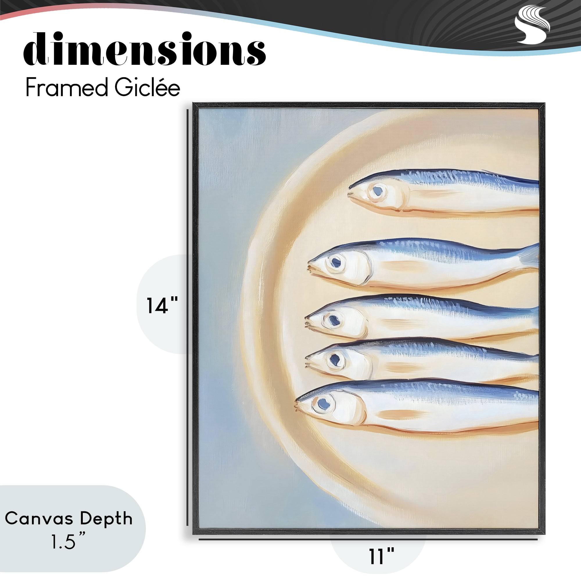 Stupell Industries Plate of Sardines Black Framed Giclee Art, design by The Prints Vibe