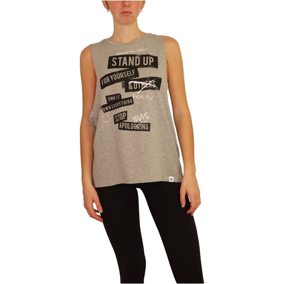 Reebok Stand Up Stop Apologizing Tank Top para mujer, gris, pequeño