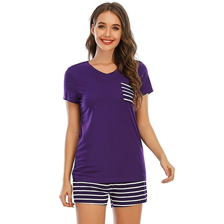 

FEREMO Plus Size Short Sleep Shirt Suit Womens Sleepwear for Women