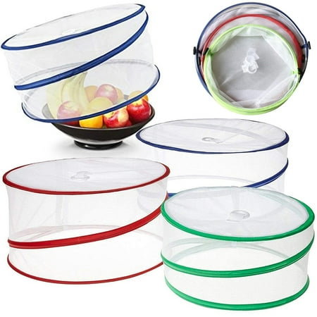 

Meizhencang 3Pcs Folding Round Reusable Collapsible Mesh Net Kitchen Picnic Food Cover Tent