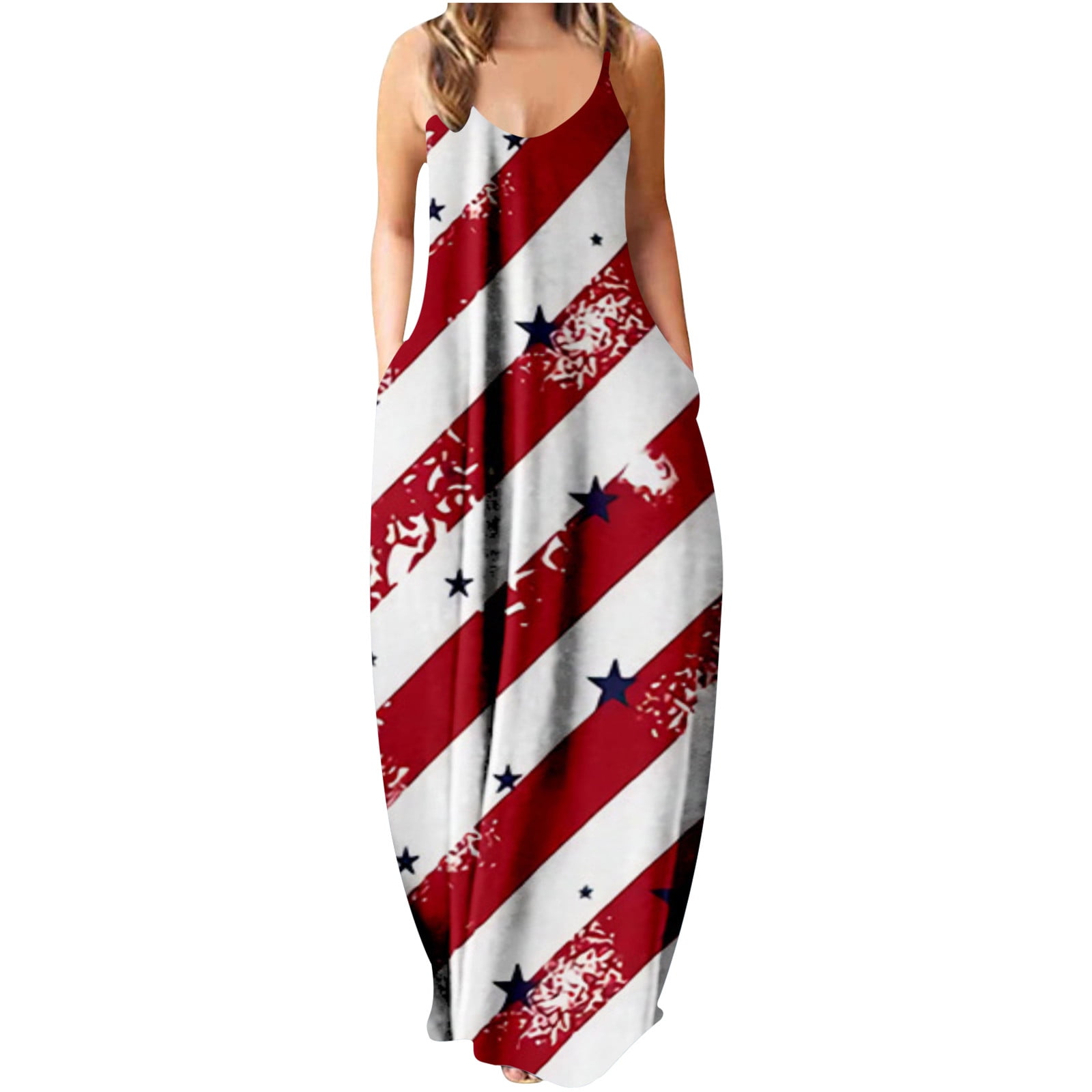 OAVQHLG3B Womens Dresses Sun Dresses Women Summer Casual 4th of July Outfits American flag