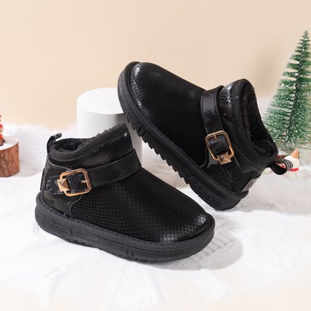 

Girls Casual Cute Snow Boots Fleece Thermal Reflective Buckle Boots For Winter Outdoor