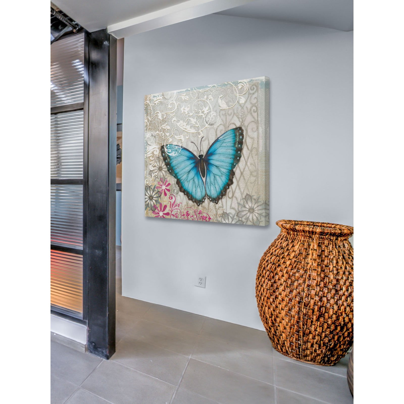 "A Light Blue Butterfly" Painting Print on Wrapped Canvas