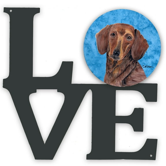 Carolines Treasures SC9137BUWALV Blue Dachshund Metal Wall Artwork LOVE 12X12 multicolor