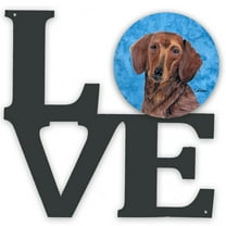 Carolines Treasures SC9137BUWALV Blue Dachshund Metal Wall Artwork LOVE 12X12 multicolor