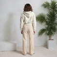 thumbnail image 4 of COUVER Women’s Cotton Blend Fleece Cargo Jogger Pants with Pockets, Oat, Large, 1 Pair, 4 of 6