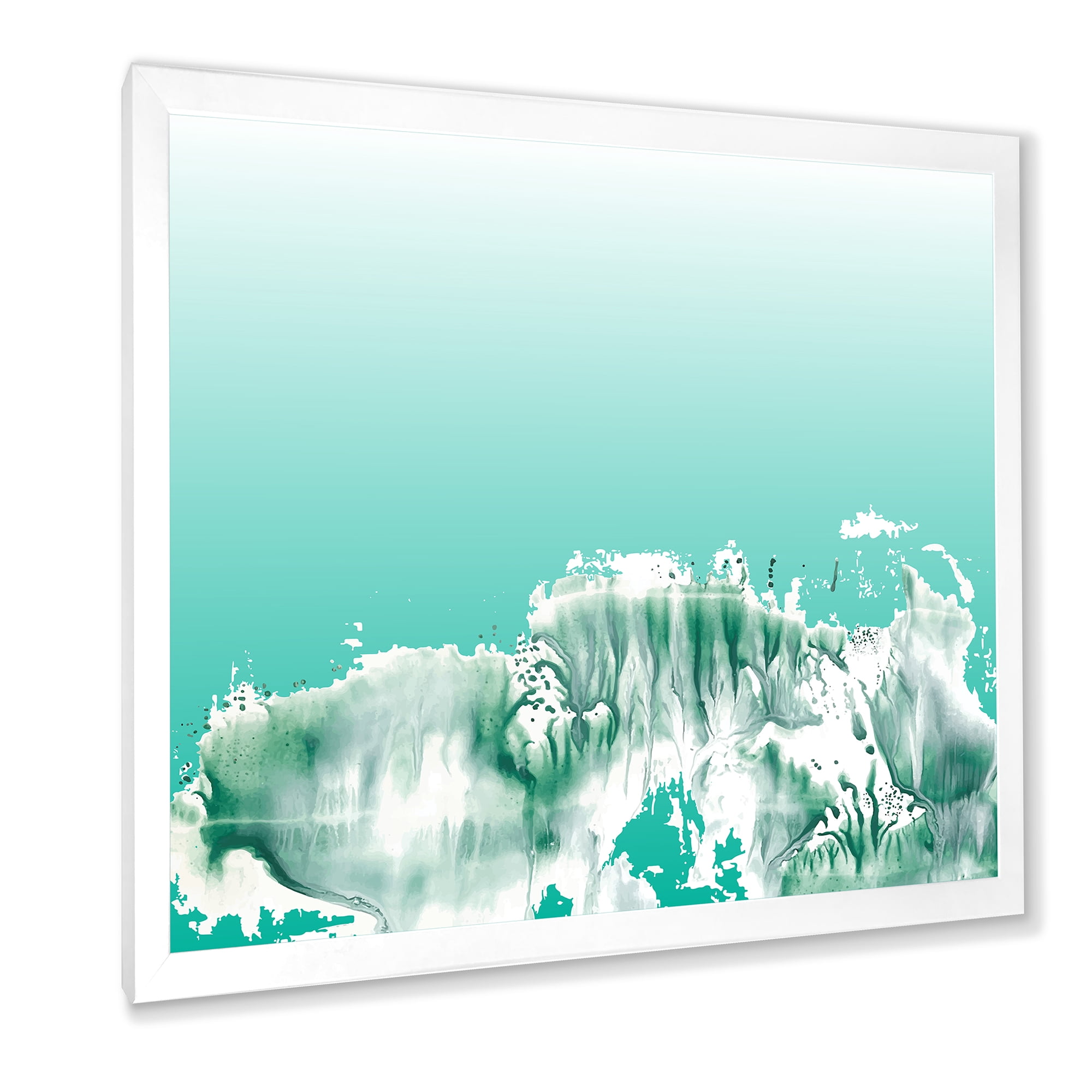 Designart 'Auquamarine Landscape Turquoise Splashes' Traditional Framed Art Print