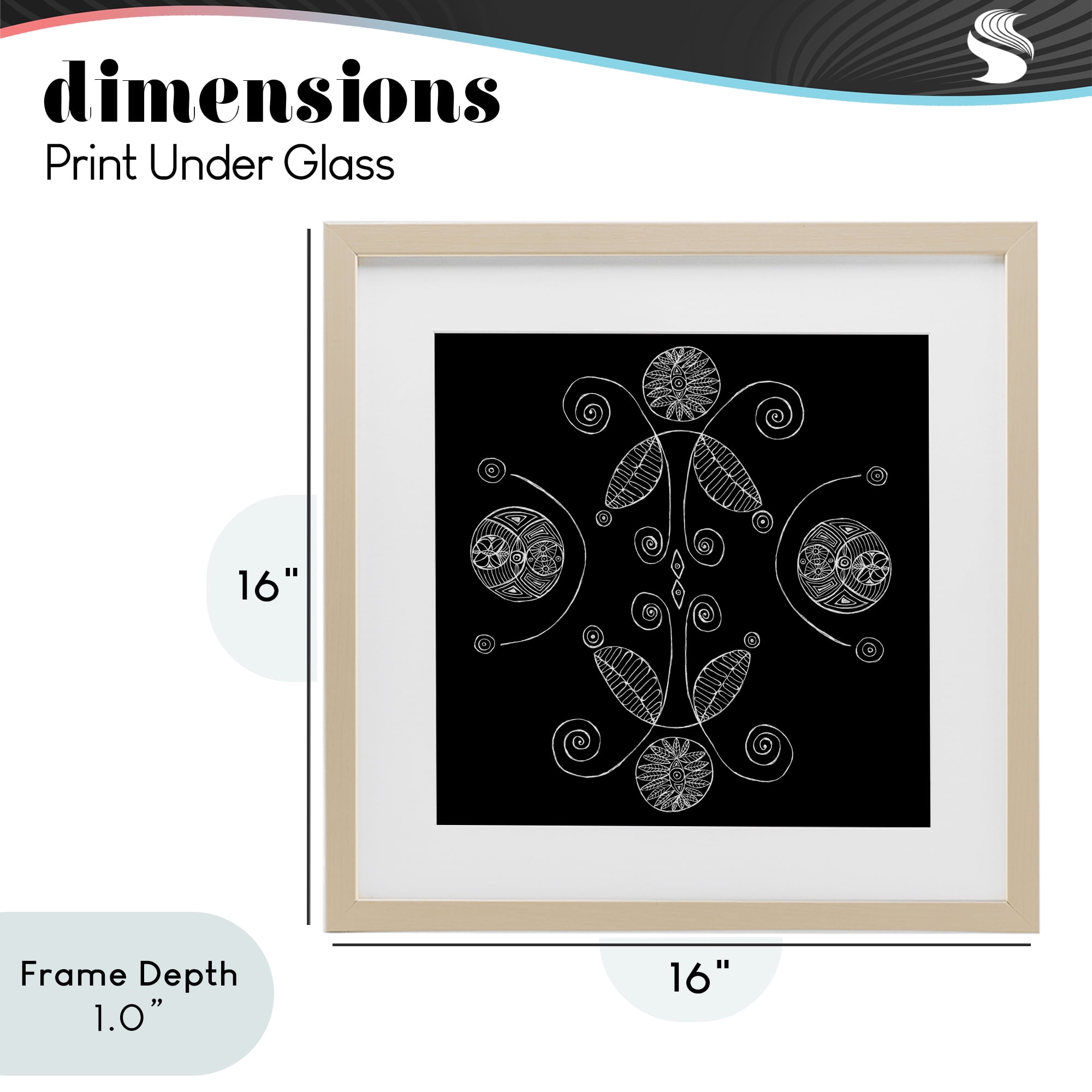 Stupell Industries Curved Fractals & Leaves Birch Framed Print Under Glass, design by El Perkin