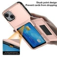 thumbnail image 6 of For iPhone 15 Case with Card Holder Heavy Duty Protective Kickstand Dual Layer Shockproof Hidden Card Slot Slim Wallet Military Protection Rugged Case for iPhone 15,Gray, 6 of 10